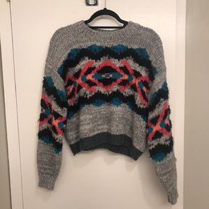 Free People Cropped Patterned Sweater